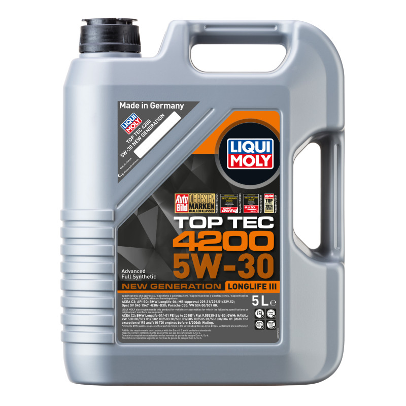 Top tec 4200 motorolie i 5 liters dunk fra Tyske Liqui Moly, 8973