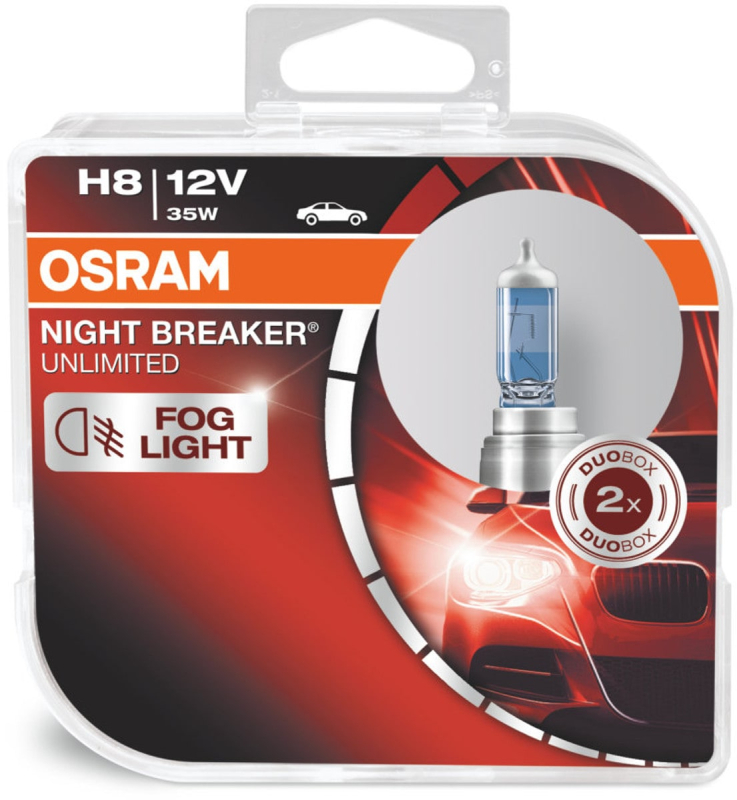 Osram Night Breaker Unlimited H8 pærer +110% mere lys (2 stk) pakke thumbnail
